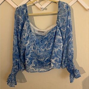 Tart Blue and White Floral Blouse